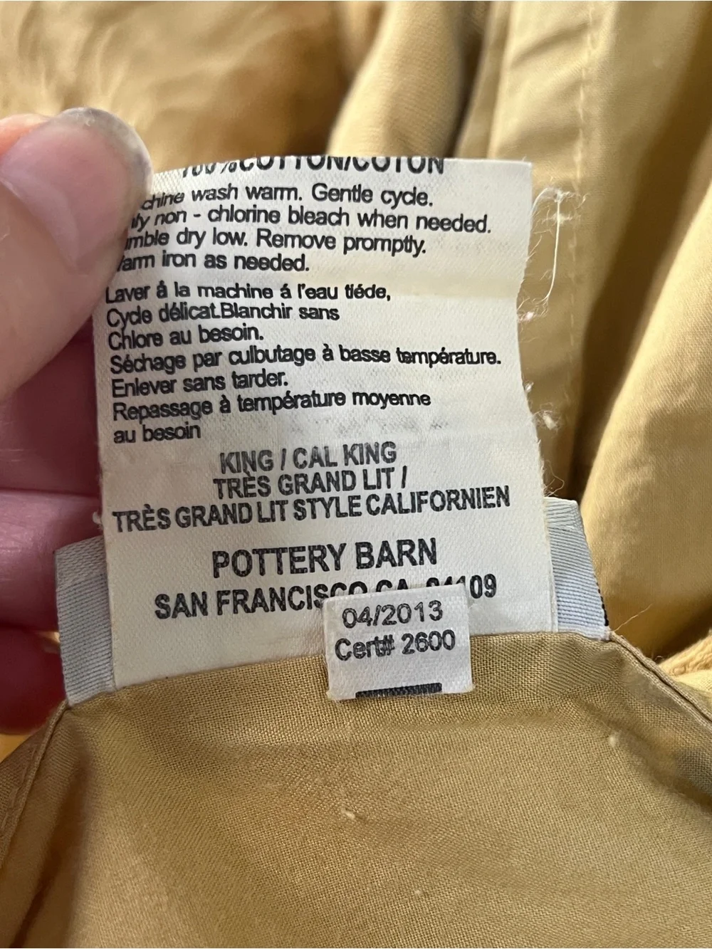 Pottery Barn Mustard Yellow Quilted Duvet Cover